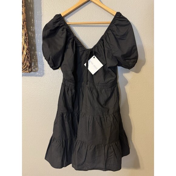 Spring & Mercer Black Puff Sleeve Babydoll Dress Extra Large XL Cotton NWT - Picture 8 of 13